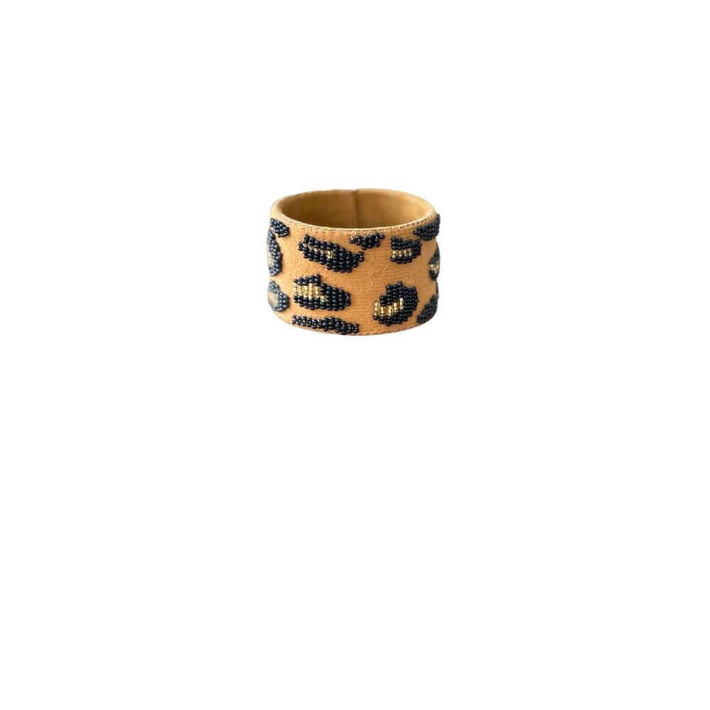 Noonday Beaded Leopard Print Cuff Bracelet — Animal Print Beadwork